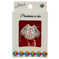 Martisor Brosa Mica in Cutie, Jolie, Design cu Mesaj, Dimensiune 2.5-3 cm, Material Metal, Model Ie Traditionala