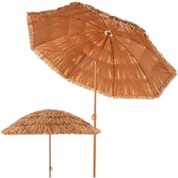 Umbrela de plaja tip hawai pliabila, cu inaltime si unghi reglabil, structura metalica, 160 cm, maro