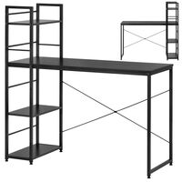 Birou cu blat MDF si rafturi laterale, cadru metalic, 120x48x122 cm, negru