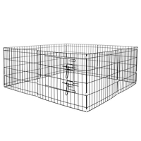 Tarc pentru animale de companie, din fier, forma configurabila, cu usa de acces, 3XL, 155x155x61cm, negru