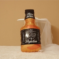 Balon din Folie Metalizata, Flippy, Figurina Sticla de Whisky, Tema Aniversare, 90x45 cm, Ambalaj Individual, Pai Inclus, Umflare cu Aer sau Heliu
