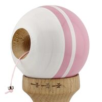 Kendama X Originala, Profesionala, Flippy, Big Cups V2, Super Sticky cu Cupe Mari, din lemn 18 cm, Rulment Metalic cu Ata 55 cm, Roz/Alb