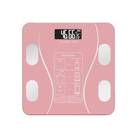Cantar Electronic Inteligent De Baie Vafy Cu Aplicatie Smart, Corporal, Ecran Digital Iluminat, Termometru, Suporta Maxim 180 Kg, 26 x 26 cm, Baterii, Roz