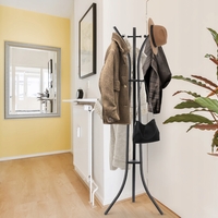 Cuier hol metalic 170 cm, design minimalist, negru