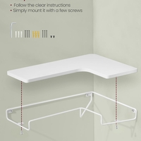 VASAGLE Set de 2 rafturi plutitoare de colt in forma de L, stil industrial, 40x29x14cm, alb