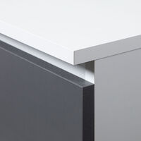 Comoda cu 6 sertare, PAL laminat, 138x40x77 cm, alb si gri grafit