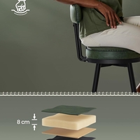 VASAGLE set 2 scaune de bar rotative 360°, cu spatar, inaltime 101 cm, piele sintetica, cadru otel, stil modern, verde