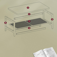 VASAGLE Masuta de cafea, din MDF, cu spatiu de depozitare pe 2 nivele, 55x100x45 cm, negru