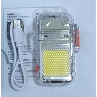 Lanterna Tip Breloc cu Bricheta, Vafy, Impermeabila, 3 Moduri Iluminare, 300 mAh, Incarcare USB-C, COB, Raza de Actiune 50 - 100 m, 7.4 x 4.9 x 1.7 cm, Argintiu