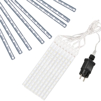 (DL) Instalatie de Craciun, 8 tuburi, 30cm, 144 LED, ploaie de meteoriti, alb