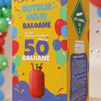 Butelie Heliu de Unica Folosinta, Butelie pentru 50 Baloane Latex, Ideala pentru Petreceri si Evenimente, 13l, 24x24x42, Rosu