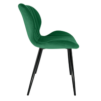 Set 2 scaune tapitate, din velur, picioare metalice, maxim 125 kg, 44x52x77 cm, verde