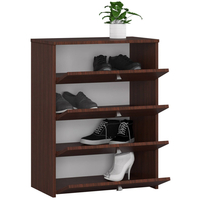 Dulap pantofi RUBIN 4 niveluri, cu usi rabatabile, PAL laminat 16 mm, 66x36x85 cm, maro wenge