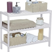 SONGMICS Raft de depozitare din bambus, cu 3 niveluri, 26x70x55cm, alb