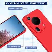 Husa de Protectie, Vafy, pentru Huawei Pura 70 Pro, Liquid Silicone, cu Microfibra pe Interior, Protectie Antisoc, Compatibil Incarcare Wireless, Rosu