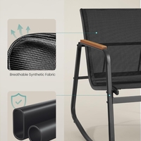 SONGMICS Set mobilier gradina cu 2 scaune balansoar si masa, cadru metalic, negru