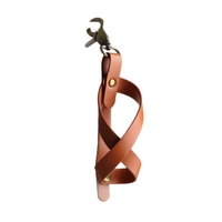 Husa pentru Kendama, Flippy, Husa de Depozitare pentru Kendama, din Piele Ecologica, Catarama cu Agatare pentru Transportare, Model Breloc 8, 12 x 6 cm, Maro deschis