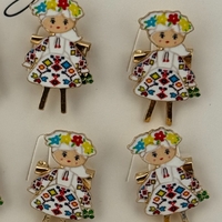 Set 12 Brose Martisor Primavara, Jolie, Model Fata Traditionala cu Coronita