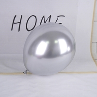 Set 12 Baloane, Flippy, din Latex Chrome, 13 cm, Argintiu