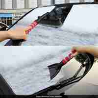 Perie de Zapada cu Racleta pentru Masina, Flippy, Multifunctionala, Rotativa, Demontabila, cu Maner Antiderapant, Aluminiu, Plastic, Fragmentarea Ghetii de pe Parbriz, Solutia pentru Iarna, pentru Dezghetare, 54x10.5x27 cm, Rosie