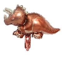 Set 5 Baloane Folie Metalizata, Flippy, Figurine Dinozauri, 30 cm, Ambalaj Individual, Pai inclus, Umflare cu Aer sau Heliu, Multicolor
