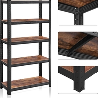 SONGMICS Raft cadru metalic modular pentru depozitare, 5 polite, 150x75x30cm, sarcina 650 kg, maro rustic
