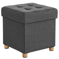 SONGMICS Taburet pliabil cu sezut moale, spatiu de depozitare, maxim 300kg, 38x38x40cm, gri