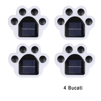 Set 4 Lampi Solare Led pentru Gradina, Flippy, Model Laba de Urs, 14 x 13 x 3 cm, Buton On-Off, Alb Rece, Negru/Alb