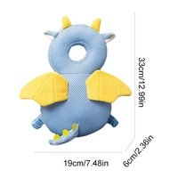 Perna tip Rucsac pentru Protectia Capului, Vafy, Tetiera tip Dragon, pentru Bebelusi, Design tip Plasa, 33x6x19 cm, 180 g, Albastru