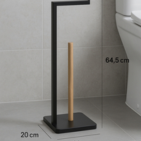 Suport hartie igienica 5Five Natureo, metal si bambus, 20x20x65 cm, negru