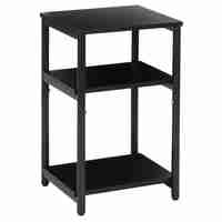 Noptiera cu 3 rafturi din PAL si cadru metalic, 35x31x59 cm, negru