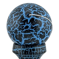 Kendama X Originala, Profesionala, Flippy, Cracked, din Lemn, 18 cm, Negru, Albastru