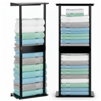 Raft metalic pentru prosoape, structura cu finisaj mat, accesorii montaj incluse, 31x15x77 cm, negru