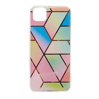 Husa protectie Vafy compatibila cu Samsung Galaxy S21 Ultra Soft IMD TPU Marble Geometric Roz
