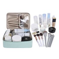Geanta de Calatorie, Flippy, pentru Cosmetice si Articole de Toaleta, Material Impermeabil, 2 in 1, Portfard Interior Detasabil, 23 x 16 x 8 cm, Albastru