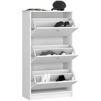 Dulap pantofi cu 3 usi rabatabile, PAL laminat 16 mm, 60x29x113 cm, alb