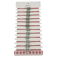 Bratara Martisor pentru Dama, Jolie, Model Copac in Inima, Set 12 bucati, Pandativ Argintiu din Inox cu Snur Rosu Ajustabil