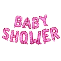 Set Baloane din Folie Metalizata, Vafy, Model Baby Shower, Litere de 40 cm, Baloane Party, Ambalaj Individual, Pai, Ata si Adeziv Incluse, Umflare cu Aer sau Heliu, Roz