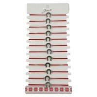 Bratara Martisor pentru Dama, Jolie, Model Potcoava, Set 12 bucati, Pandativ Argintiu din Inox cu Snur Rosu Ajustabil