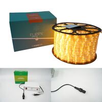 Instalatie Craciun, 60 m, 1440 Led-uri ,Furtun Luminos, Alb cald, 8 jocuri de lumini, Transformator, Sectionabila, 220 V, Vafy