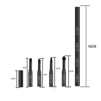 Set Pensule de Machiaj 4in1, Flippy, pentru Fard, Sprancene si Buze, 16 cm, din Plastic, Negru
