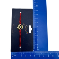 Martisor Bratara Primavara, Textil si Inox, Jolie, Snur Rosu, Model Trifoi, Auriu