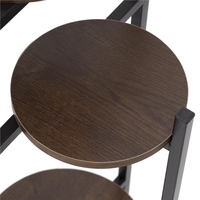 Suport pentru flori, rotund cu 3 polite, structura metalica si MDF, 32x32x81 cm, negru