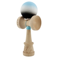 Kendama X Originala, Profesionala, Flippy, Cupe Mari KING SIZE V3, Rubber Grip, Gaura in Baza, Rulment Metalic, din lemn 18 cm, Ata 62/65 cm, Gradient Albastru deschis/Alb/Negru
