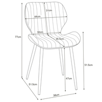 Set 2 scaune tapitate, din velur, picioare metalice, maxim 125 kg, 44x52x77 cm, verde