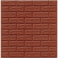 Set 10 Placi Tapet 3D, Flippy, 70 x 77 cm, Grosime 3 mm, din Polietilena, Model Caramida, Suprafata acoperita 5.3 mp, Maro