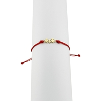 Bratara Martisor pentru Dama, Jolie, Model Familie, Set 12 bucati, Pandativ din Inox Auriu, Snur Ajustabil Impletit, Rosu