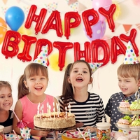 Set Baloane din Folie Metalizata, Flippy, Model Happy Birthday, Litere de 40 cm, Baloane Party, Ambalaj Individual, Pai, Ata si Adeziv Incluse, Umflare cu Aer sau Heliu, Rosu