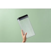 Set 3 Recipiente din Plastic, Flippy, pentru Alimente/Obiecte, Inchidere Ermetica, Textura Ondulata, 2 x 1.5l, 1 x 3.3 l, Transparent