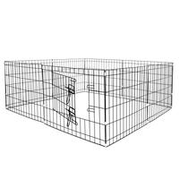 Tarc pentru animale de companie, din fier, forma configurabila, cu usa de acces, XXL, 120x120x60cm, negru